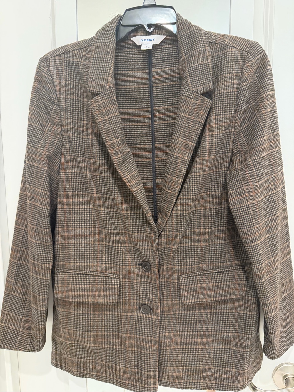 Old Navy Brown Taupe Plaid Blazer
